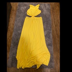 Sexy yellow cut out maxi